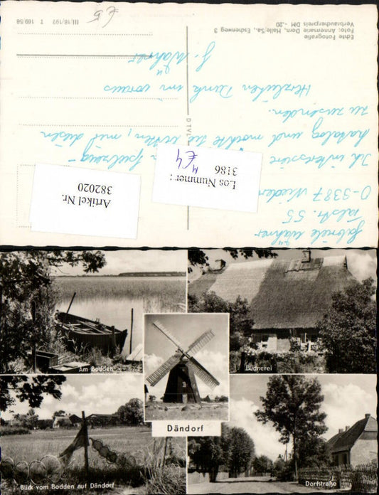 382020,Dändorf b. Dierhagen Windmühle Büdnerei Boot Straße Mehrbildkarte