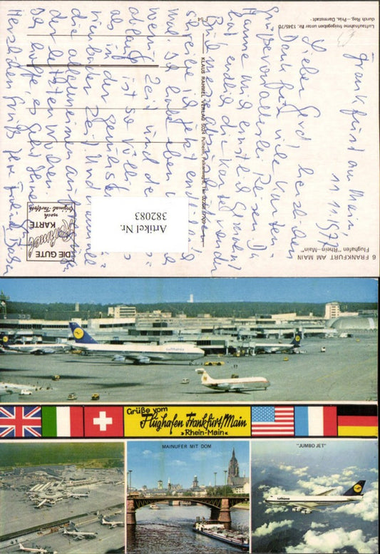 382083,Frankfurt am Main Flughafen Rhein-Main Jumbo Jet Brücke Mehrbildkarte