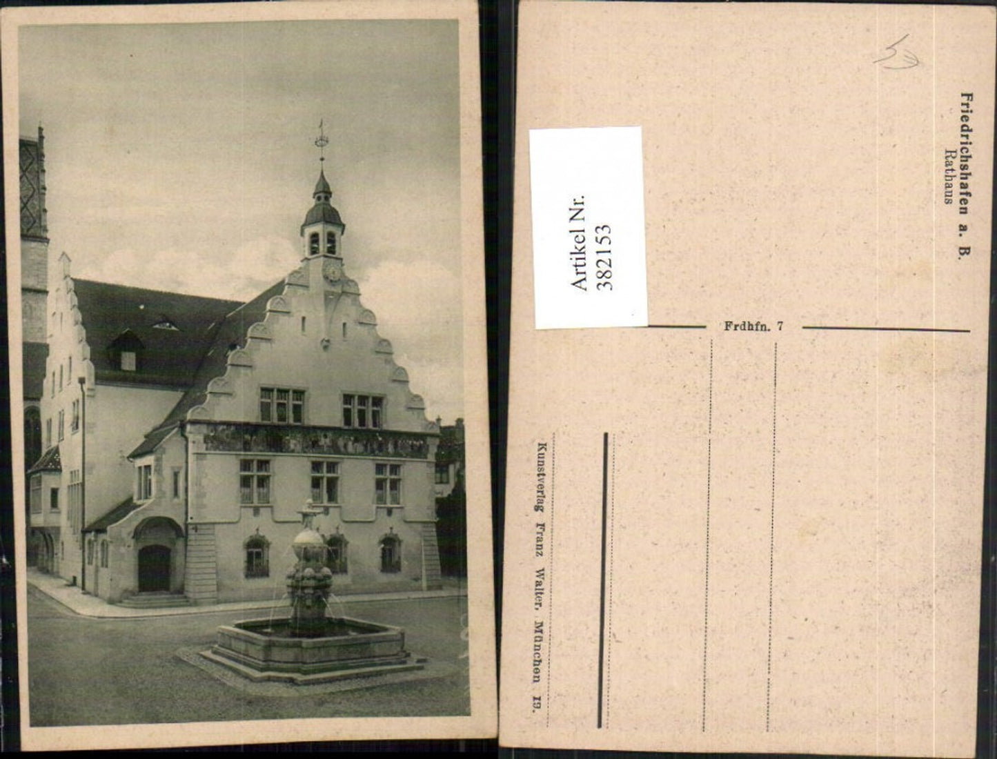 382153,Friedrichshafen am Bodensee Rathaus Brunnen