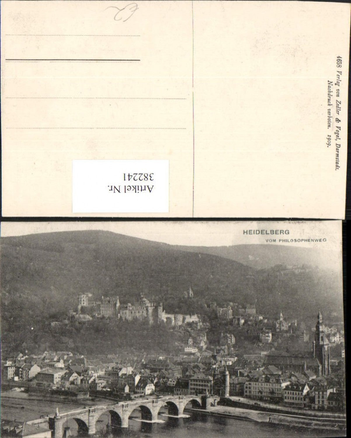 382241,Heidelberg Totale vom Philosophenweg Brücke Schloss