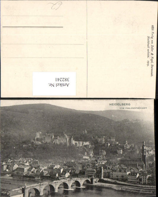 382241, Heidelberg, overall view from the Philosopher's Walk, bridge, castle