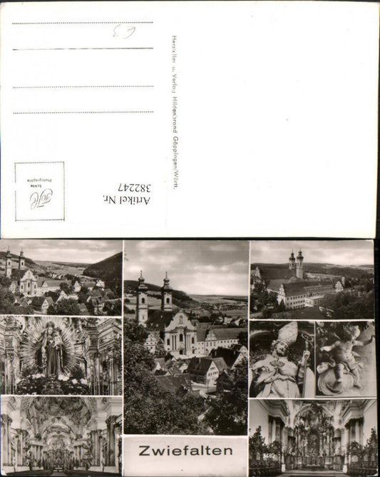 382247, Zwiefalten Total Monastery Church Interior View Multi-view postcard