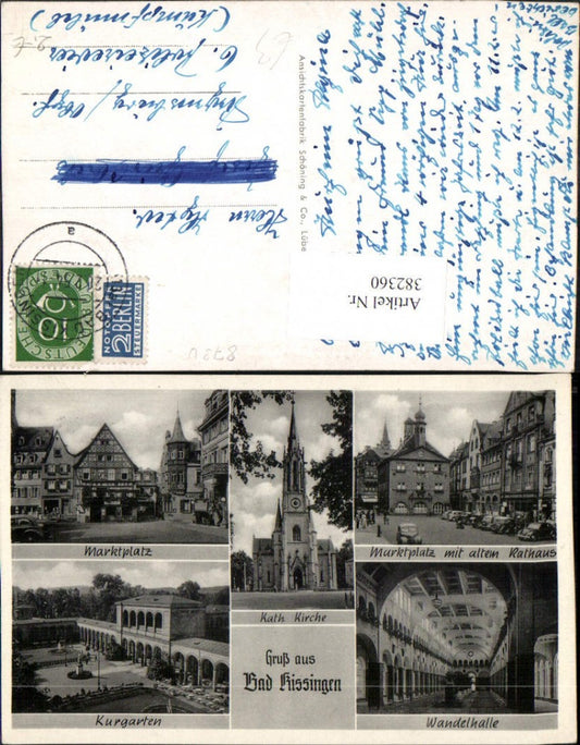 382360,Bad Kissingen Marktplatz Kurgarten Kirche Rathaus Wandelhalle Mehrbildkarte