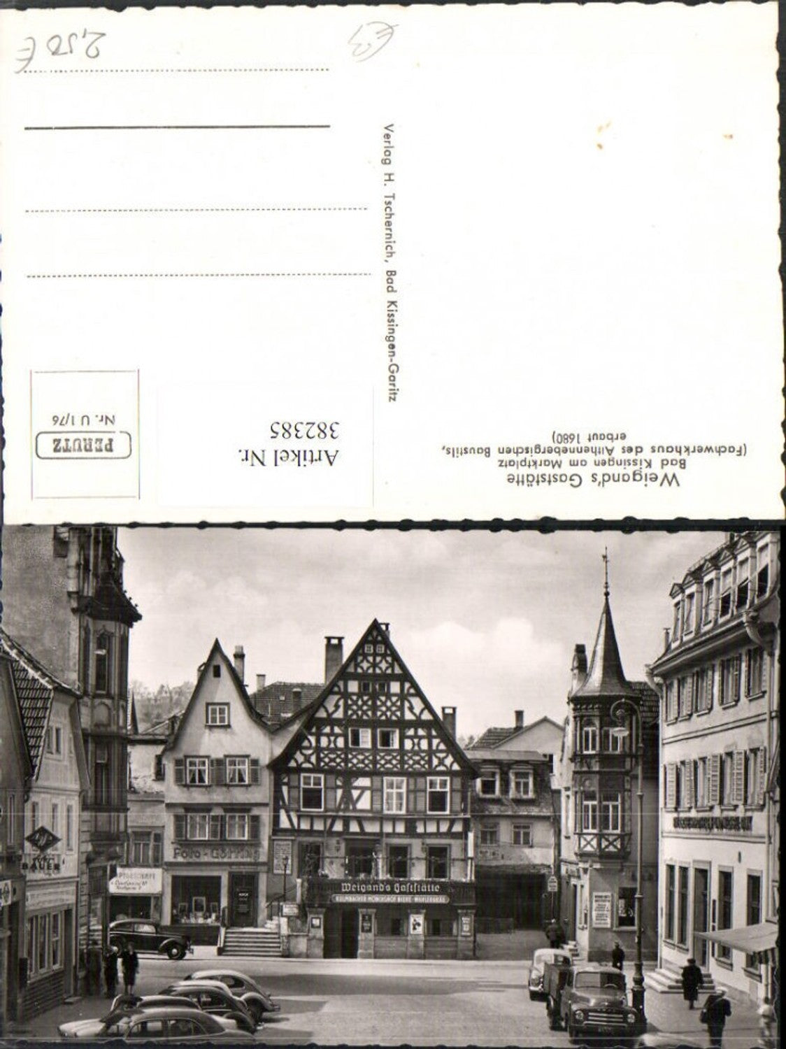 382385,Bad Kissingen Marktplatz Weigands Gaststätte Fachwerkhaus