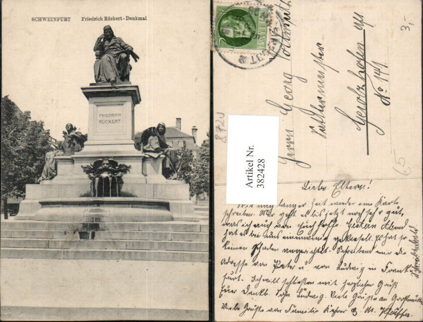 382428,Schweinfurt Friedrich Rückert-Denkmal Statue Brunnen