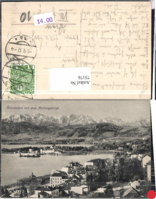 75176,Gmunden m. Höllengebirge Schloss Orth Brandt 1526