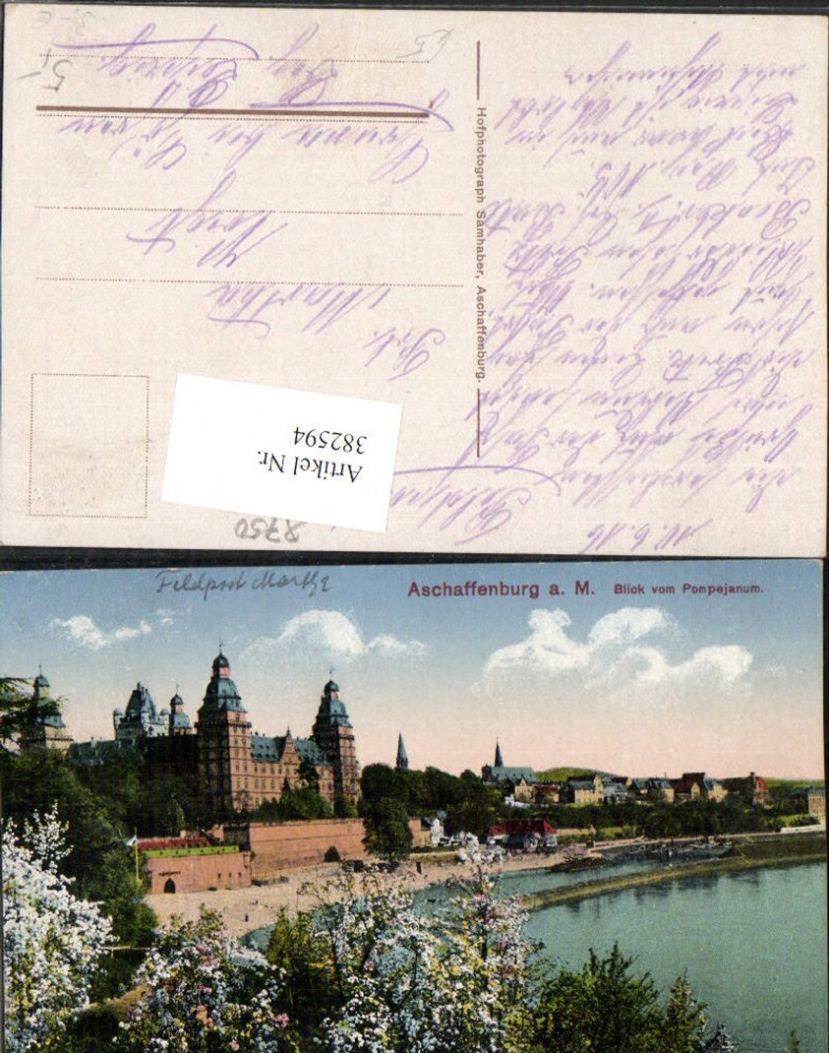 382594,Aschaffenburg am Main Schloss Blick vom Pompejanum