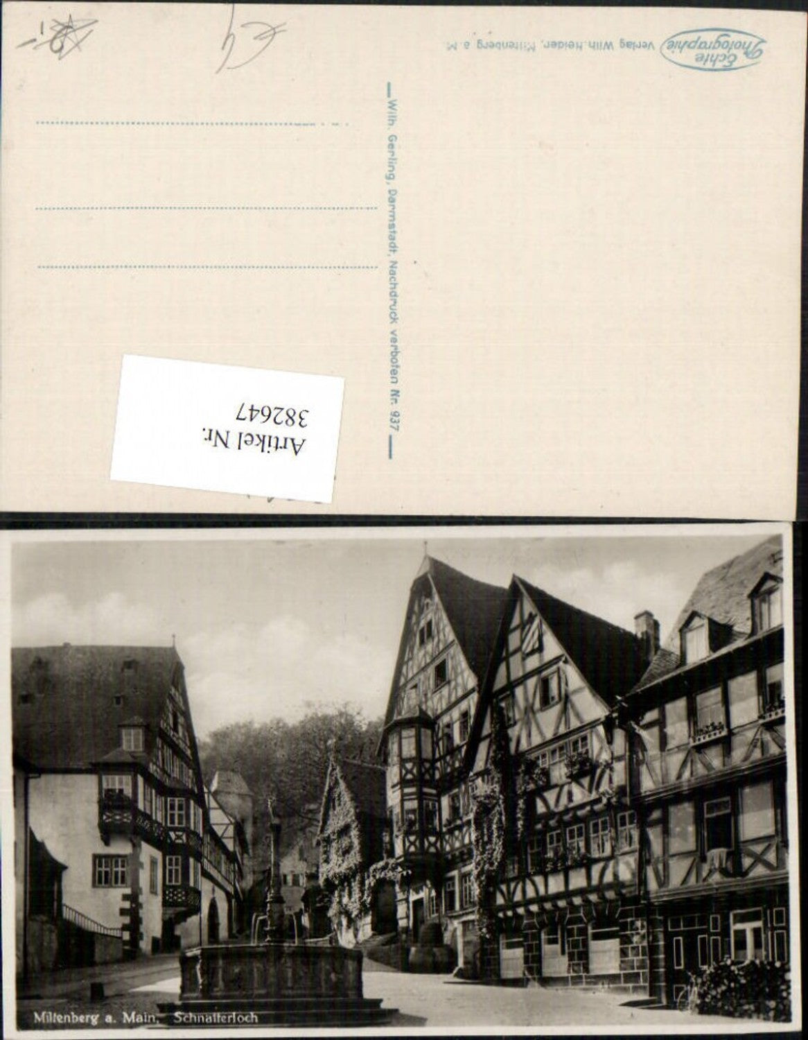 382647,Miltenberg am Main Schnatterloch Marktplatz Brunnen Fachwerkhäuser