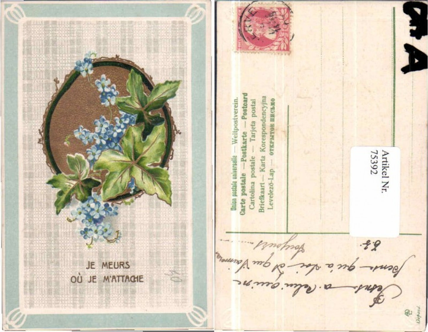 75392,Präge AK Blumen Jugendstil Art Deco