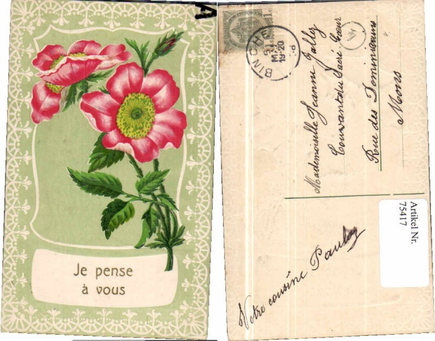 75417,Präge AK Rose Blume Verziert Sehr schön