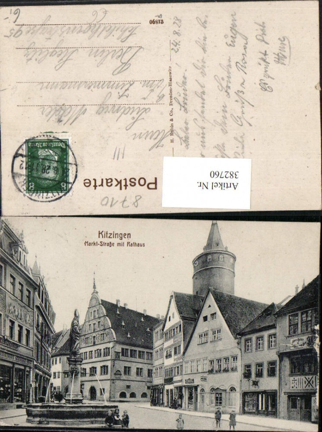 382760,Kitzingen am Main Markt-Straße m. Rathaus Brunnen Turm
