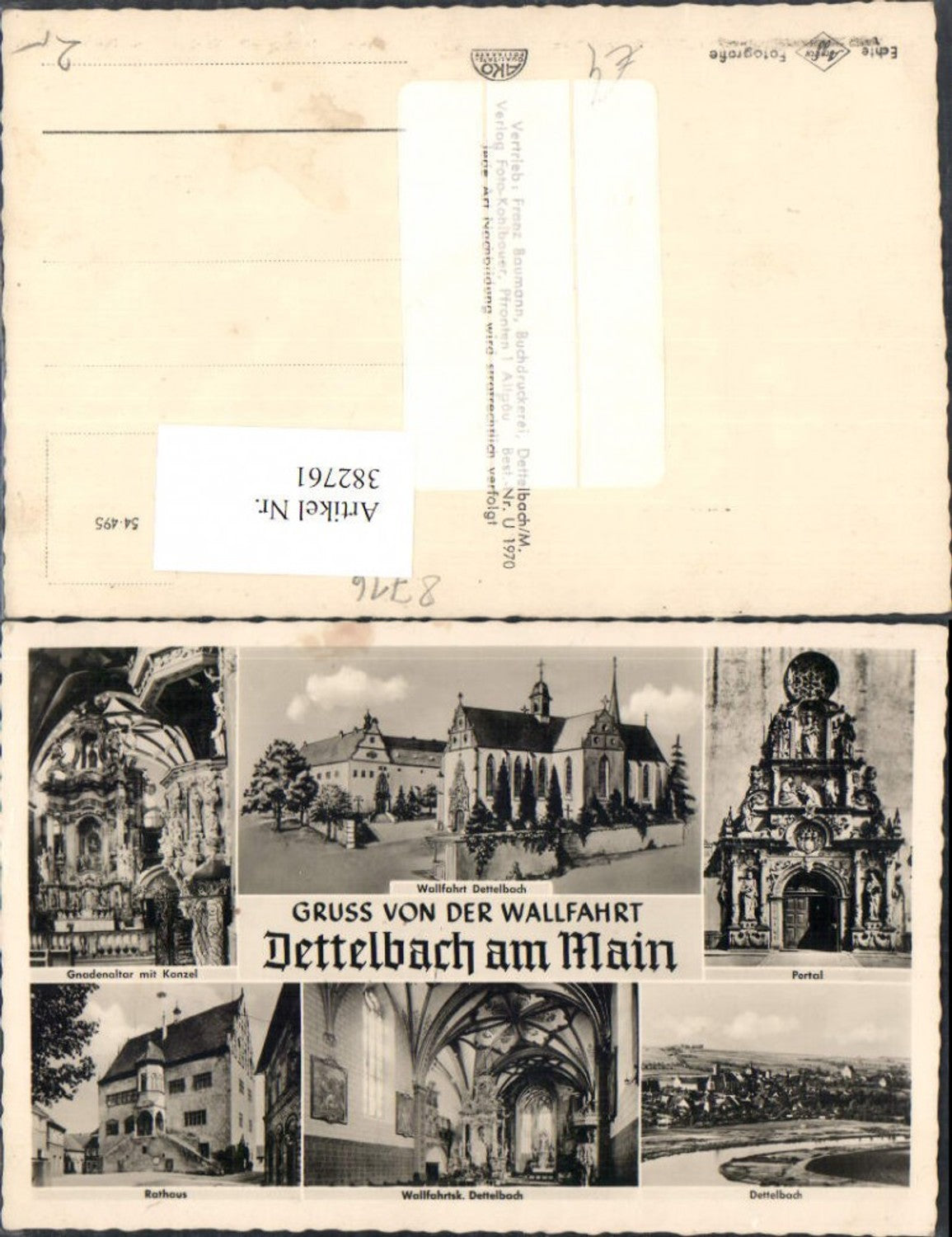 382761,Dettelbach am Main Totale Rathaus Kirche Portal Mehrbildkarte