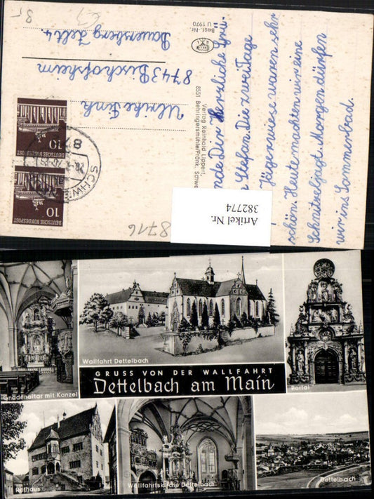 382774,Dettelbach am Main Totale Rathaus Kirche Portal Mehrbildkarte