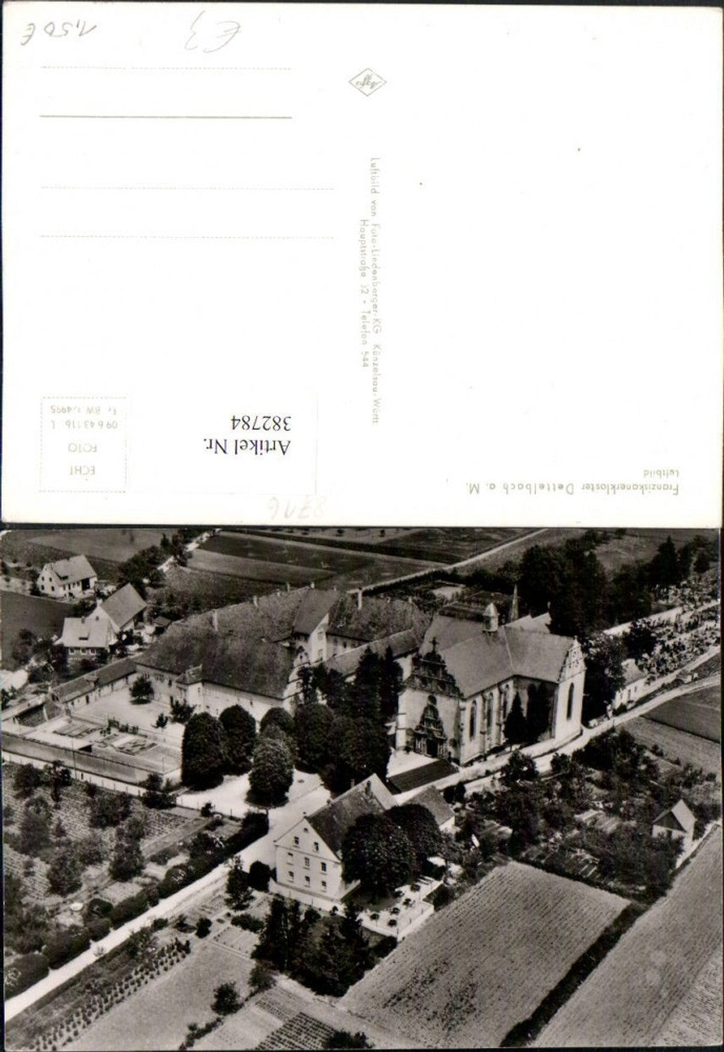382784,Dettelbach am Main Franziskanerkloster Kirche Fliegeraufnahme