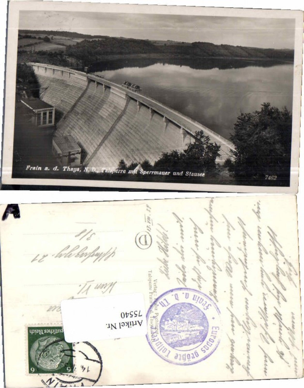 75540,Frain an der Thaya Talsperre Stausee 1938