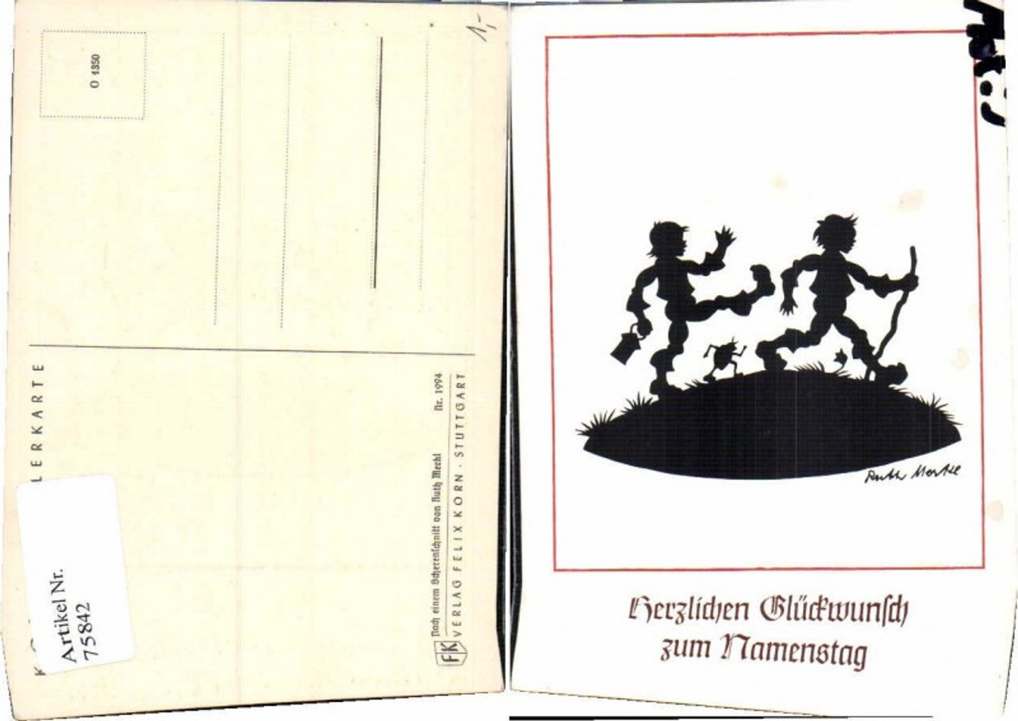 75842,Scherenschnitt Ruth Merkl Namenstag Kinder Käfer