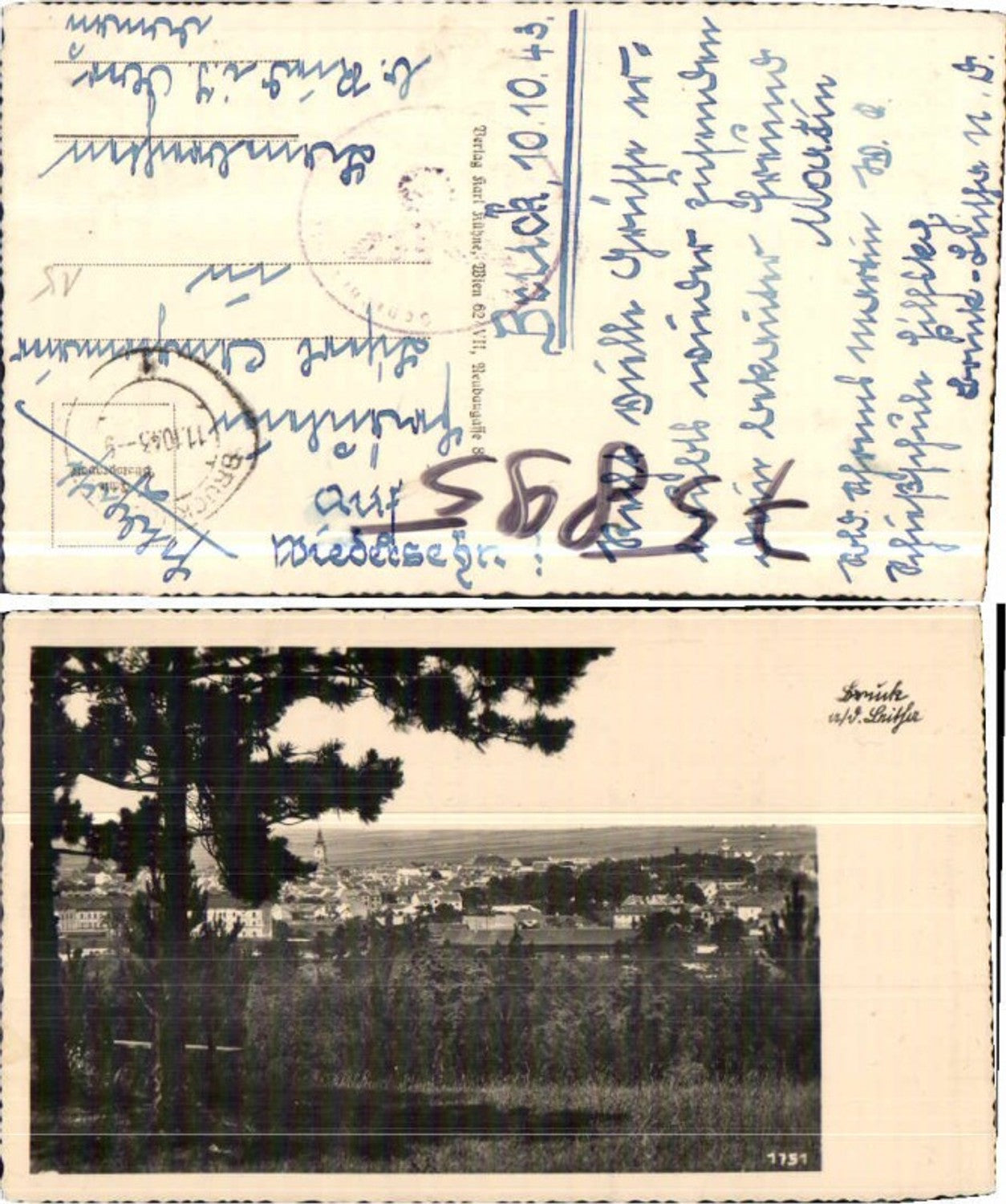 75895,Bruck a.d. Leitha Partie zum Ort Feldpost 1943