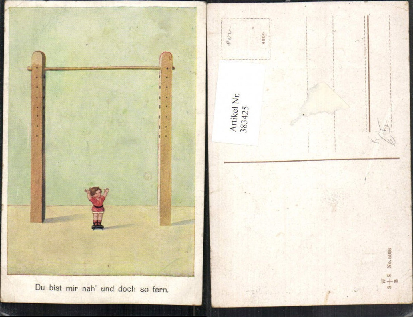 383425,Künstler AK Willi Scheuermann John Wills Turnreck Reck Kleines Mädchen