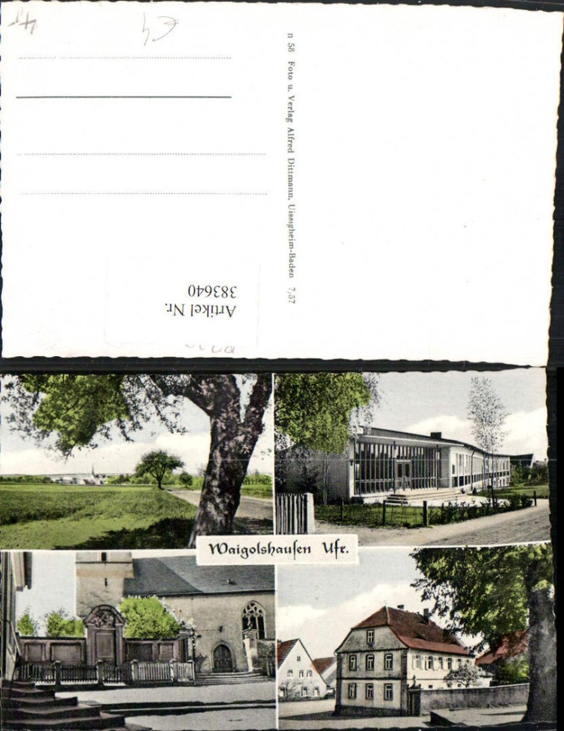 383640,Waigolshausen Teilansicht Kirche Gebäude Mehrbildkarte