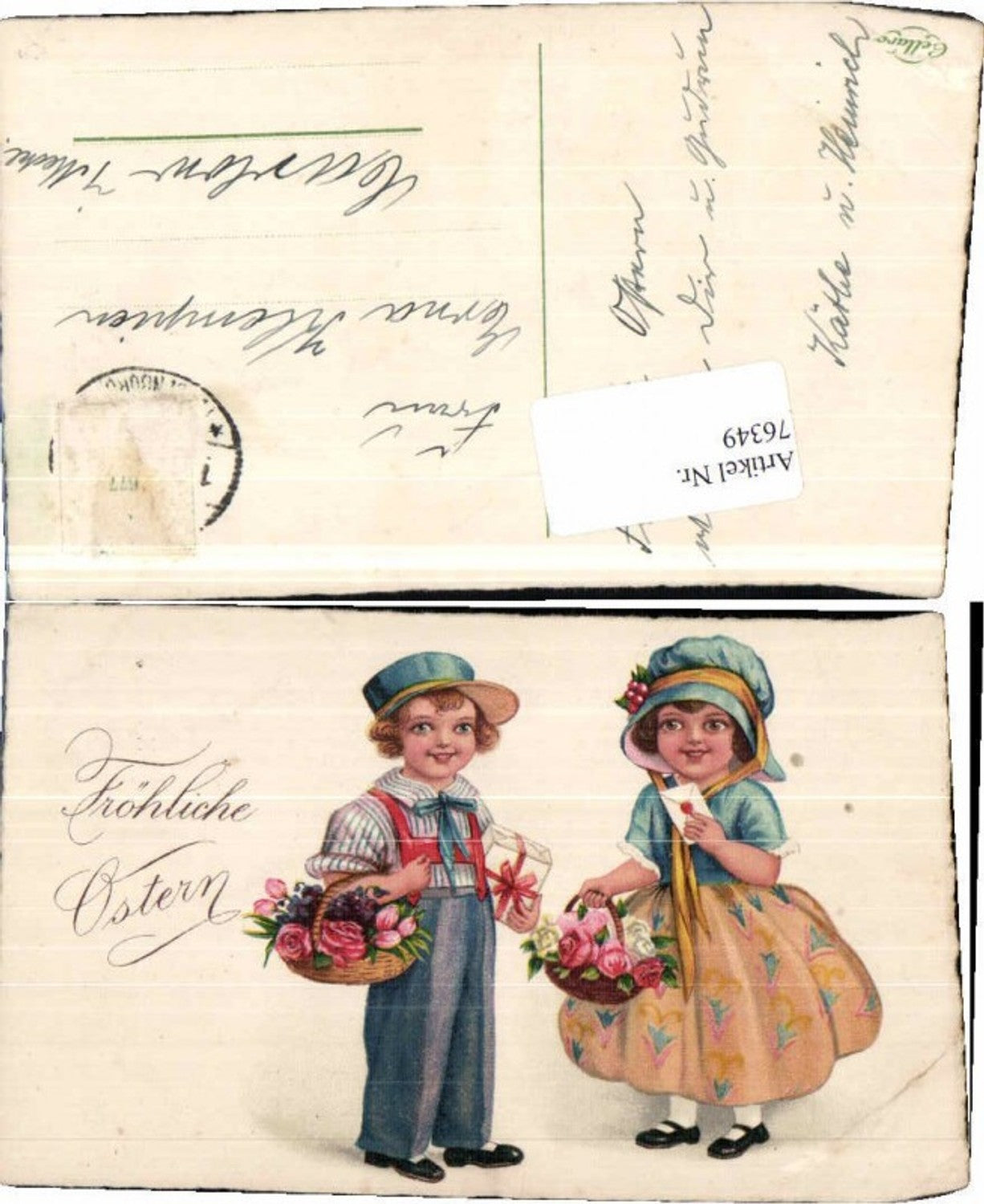76349,Ostern Süsse Kinder Brief Rosen Blumen Hut