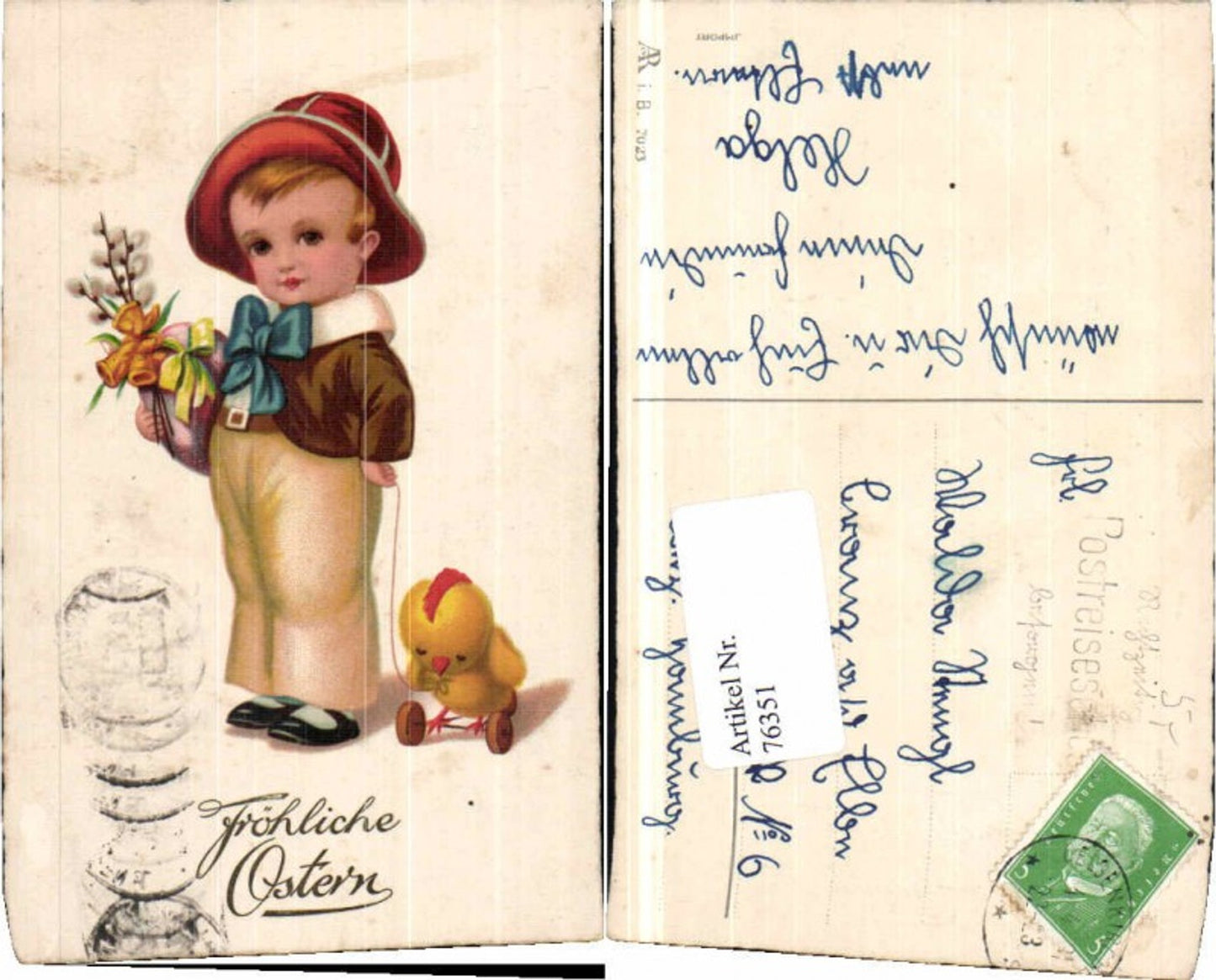 76351,Ostern Süsser Junge m. Küken Spielzeug Hut