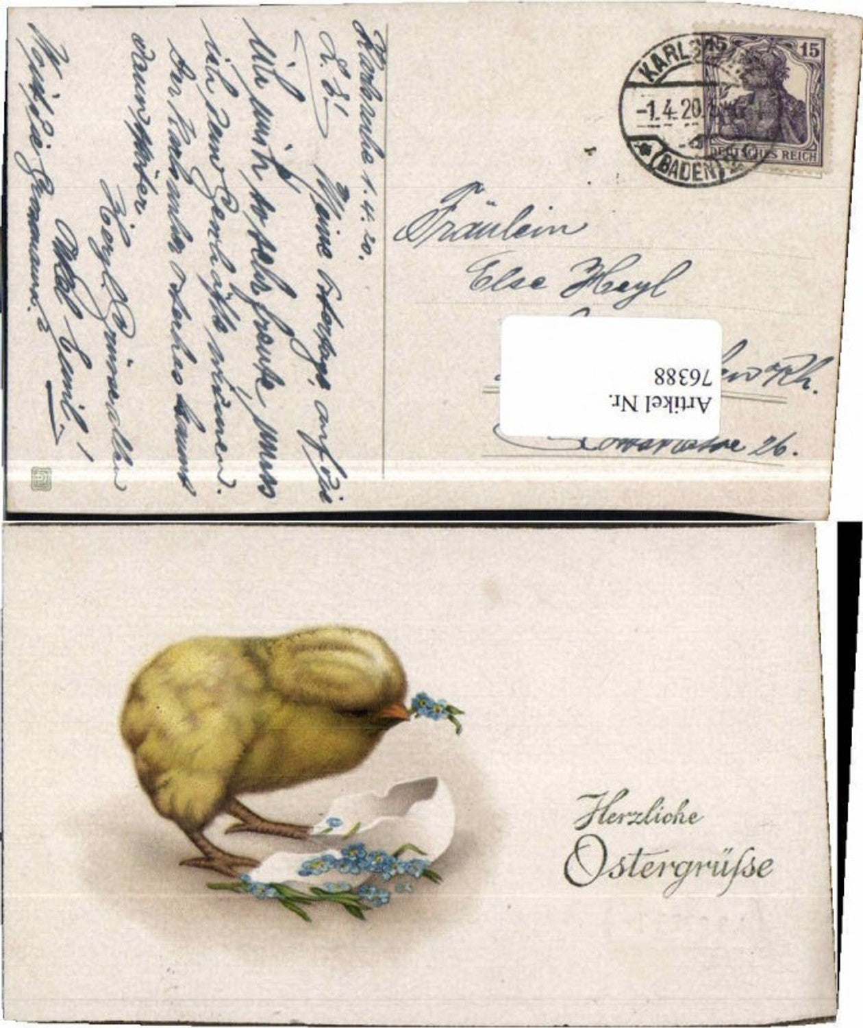 76388,Ostern Küken m. Blumen Sehr Süss