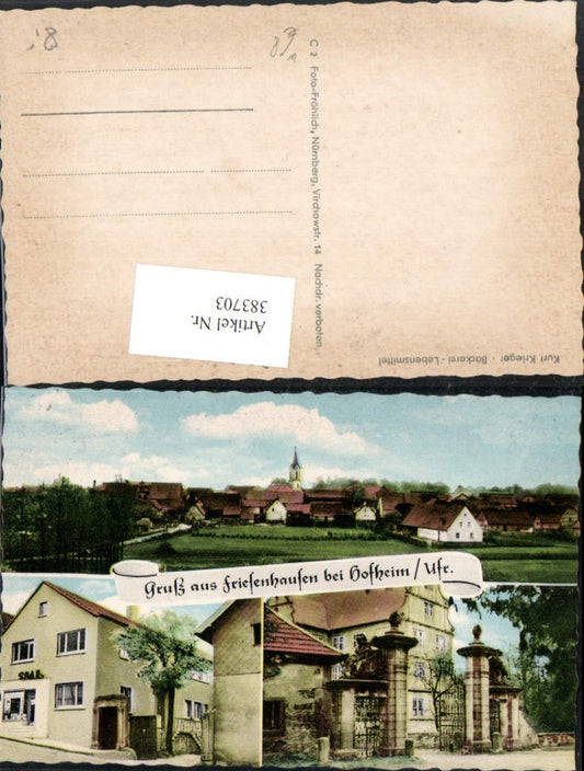 383703,Gruß aus Friesenhausen b. Hofheim Totale Spar Geschäft Schloss Mehrbildkarte
