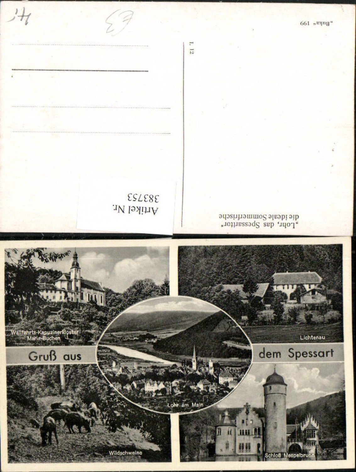 383753,Spessart Lohr am Main Totale Lichtenau Schloss Mespelbrunn Maria Buchen Mehrbildkarte