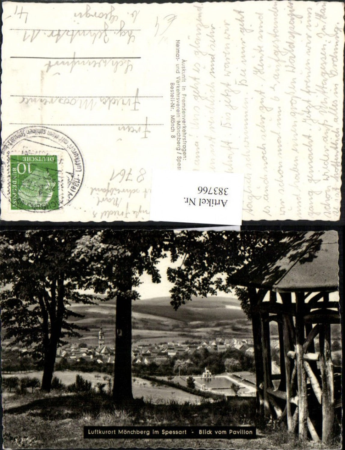 383766,Mönchberg im Spessart Totale m. Freibad vom Pavillon