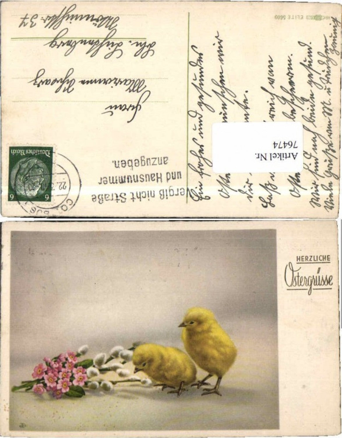 76474,Ostern Küken m. Palmkätzchen