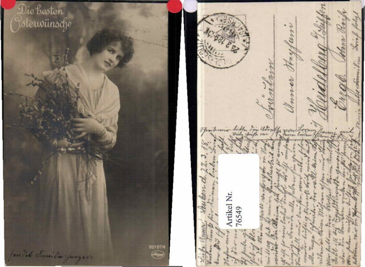 76549,Ostern Schöne Frau Palmkätzchen Amag Nr. 62157-4