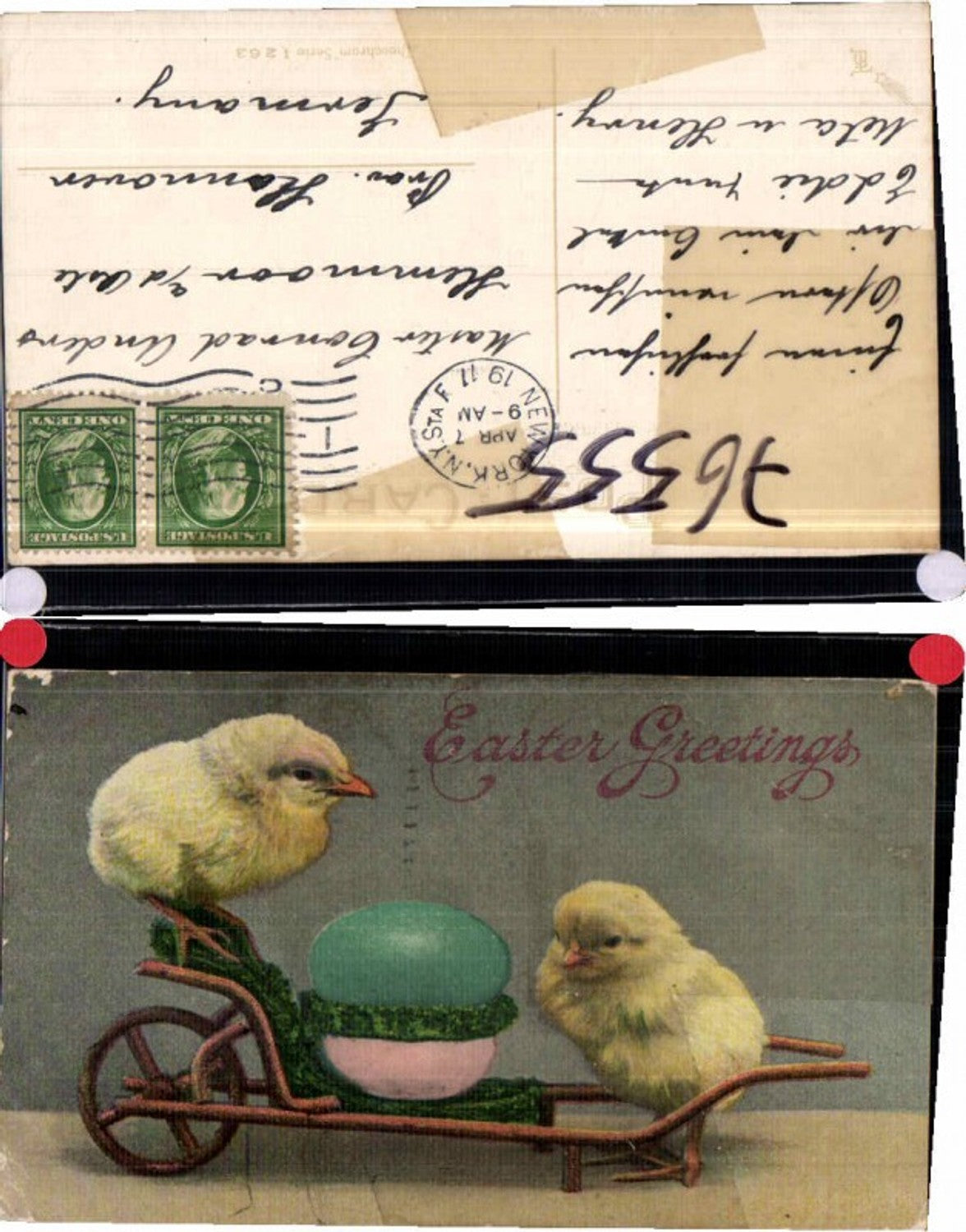 76555,Ostern Küken m. Karren Osterei