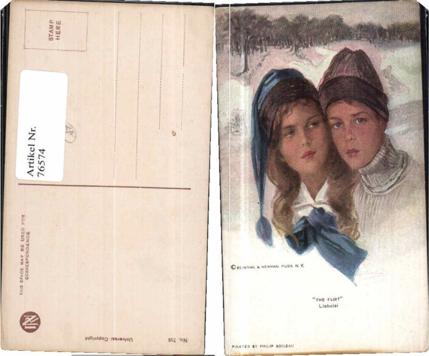 76574,Reinthal &amp; Newman 759 Liebelei Philip Boileau signed.