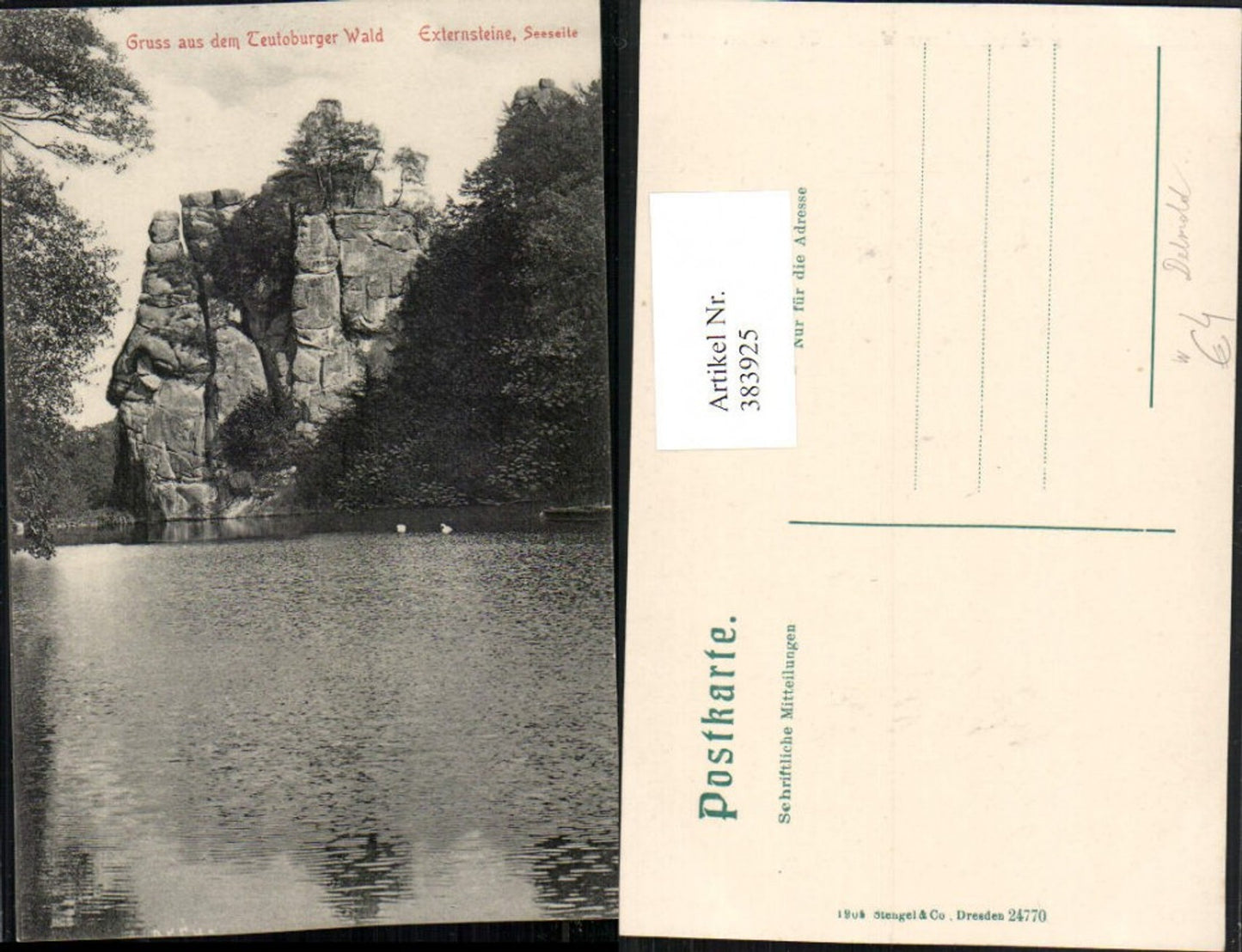 383925,Gruß aus dem Teutoburger Wald Externsteine b. Horn-Bad Meinberg Felsen