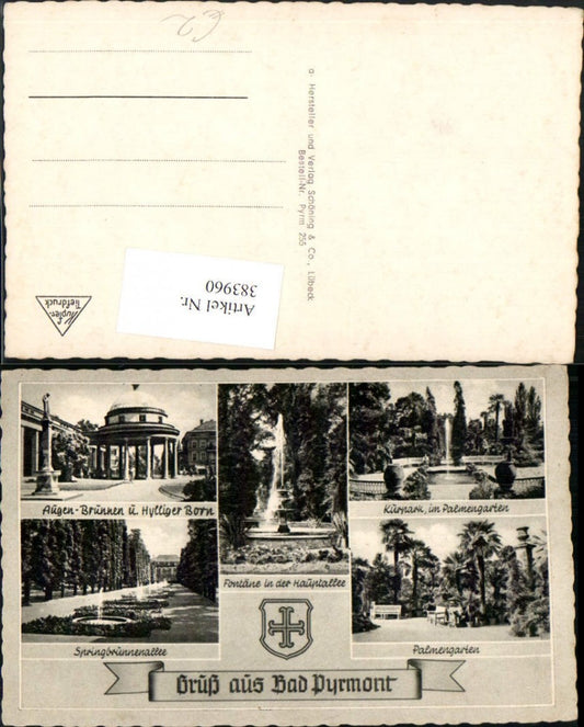 383960,Bad Pyrmont Kurpark Palmengarten Fontäne Augen-Brunnen Mehrbildkarte