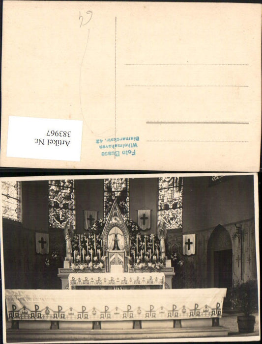 383967,Foto AK Wilhelmshaven Kirche Innenansicht Altar