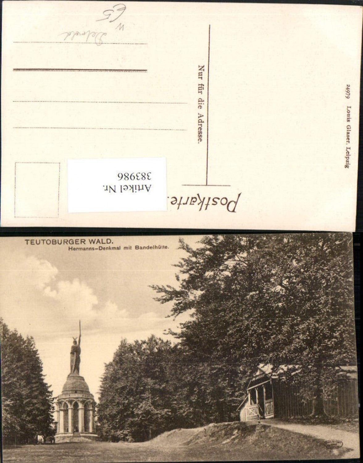 383986,Teutoburger Wald Hermanns-Denkmal m. Bandelhütte b. Detmold