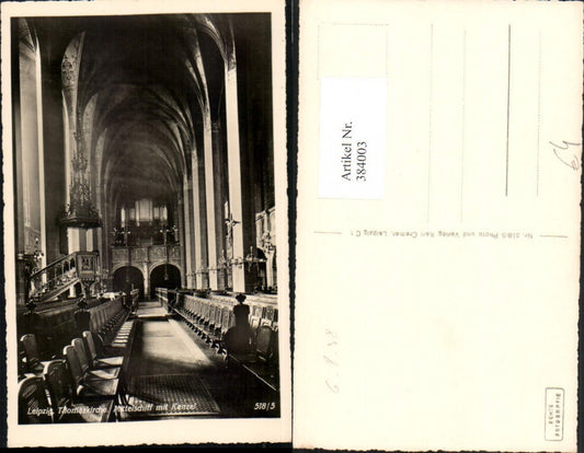 384003,Leipzig Thomaskirche Kirche Innenansicht Mittelschiff m. Kanzel u. Orgel