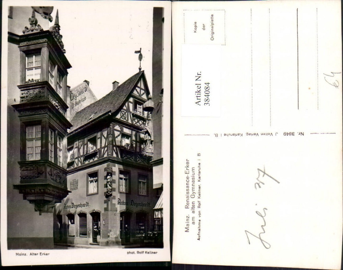 384084,Mainz Renaissance-Erker am alten Gymnasium Anton Degenhardt Geschäft