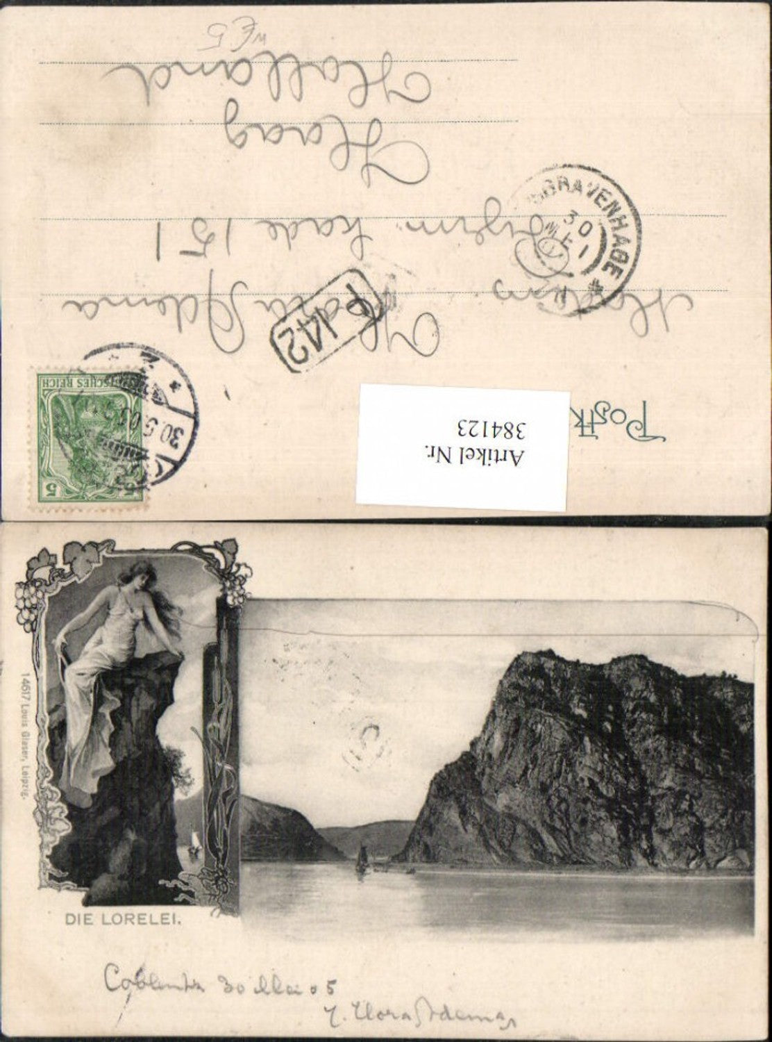 384123,Die Lorelei Loreley b. St. Goarshausen Frau Felsen Mehrbildkarte
