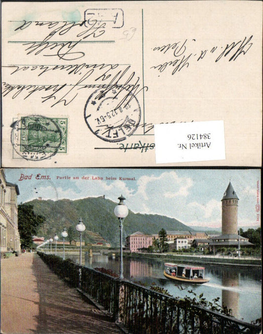 384126,Bad Ems Partie an d. Lahn beim Kursaal Boot Turm