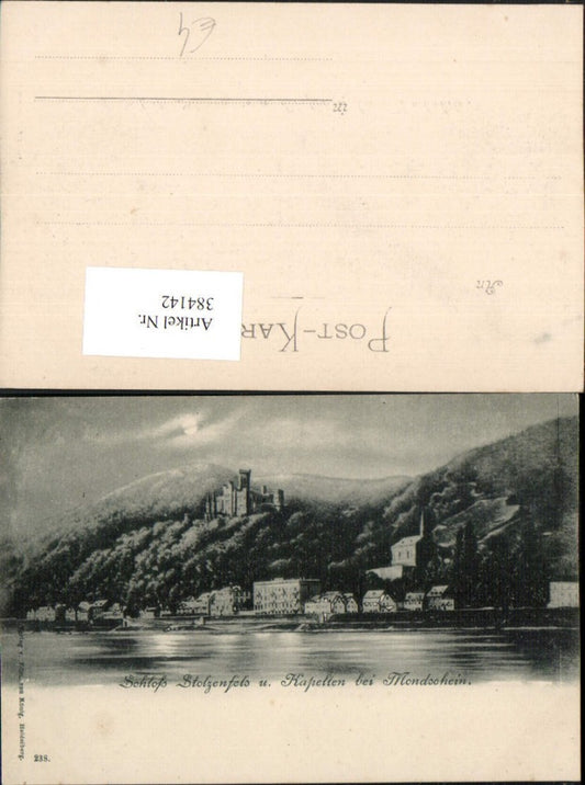 384142,Koblenz Schloss Stolzenfels u. Kapellen b. Mondschein