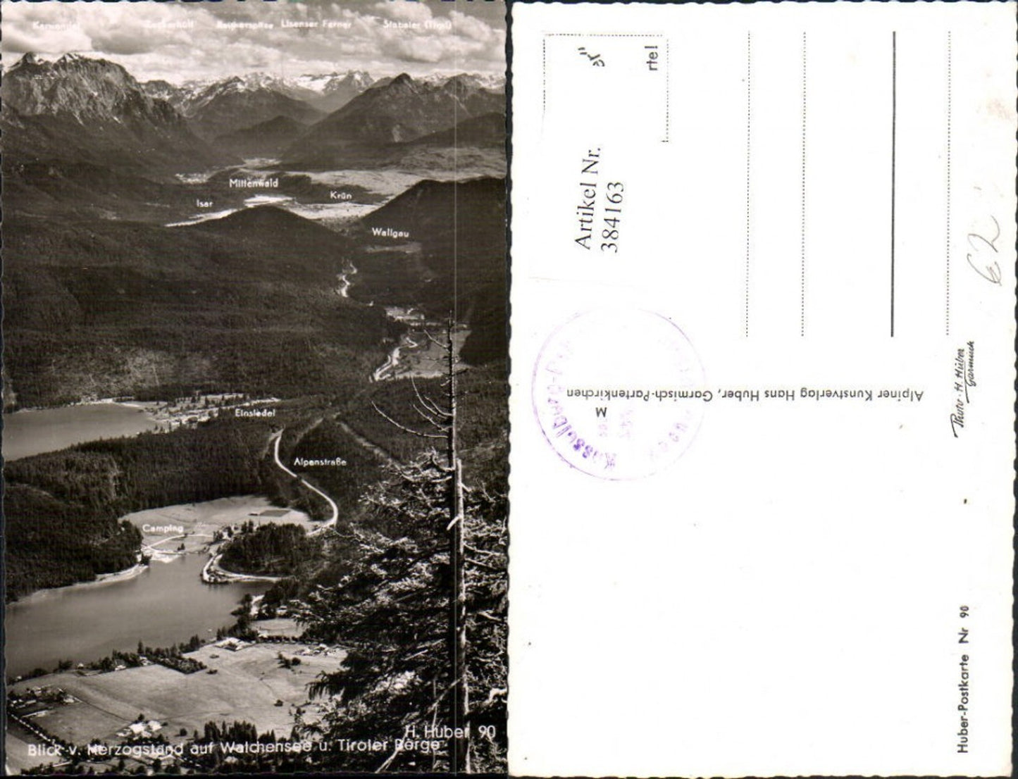 384163,Blick vom Herzogstand auf Walchensee b. Kochel u. Tiroler Berge Bergkulisse