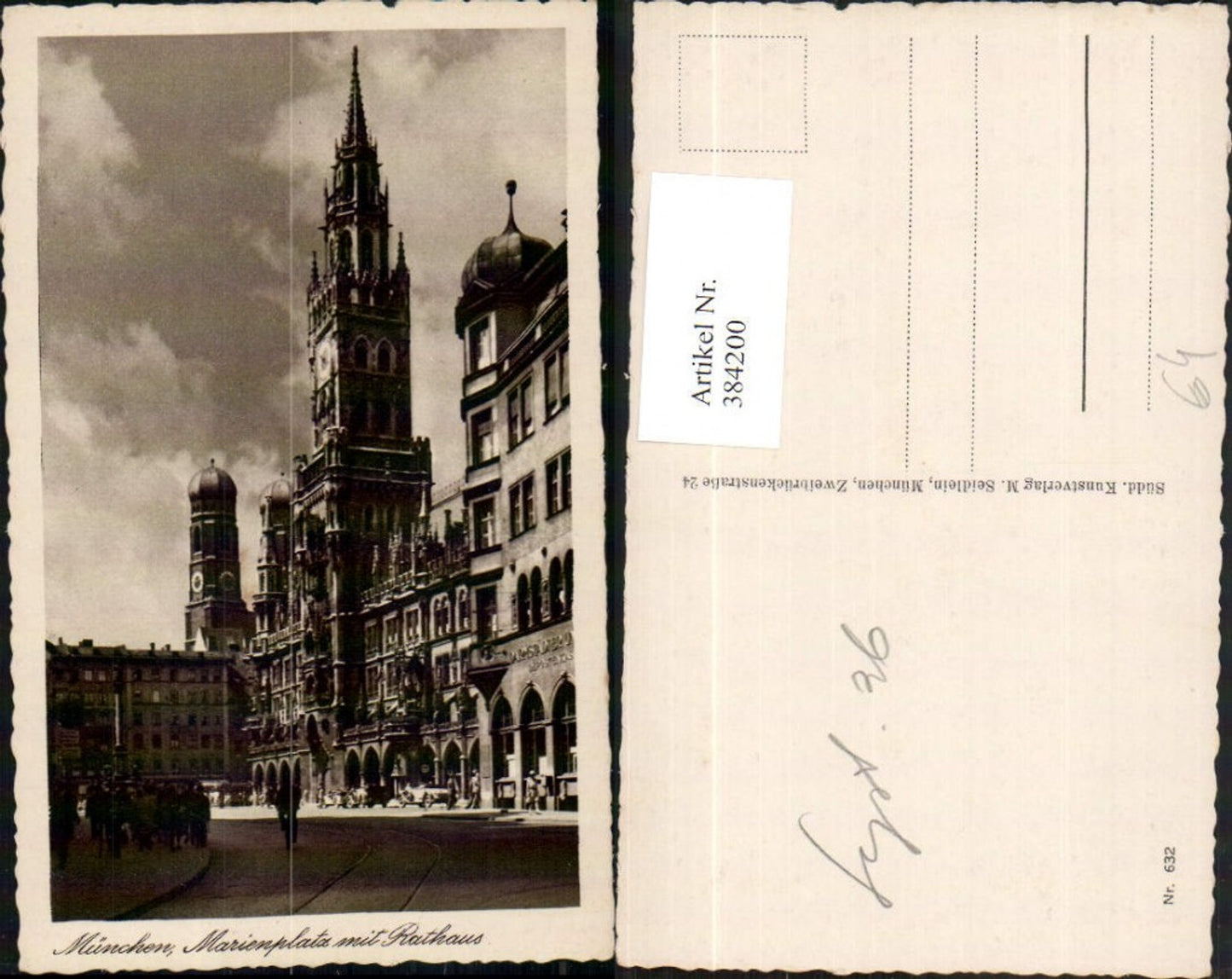 384200,München Marienplatz m. Rathaus u. Frauenkirche