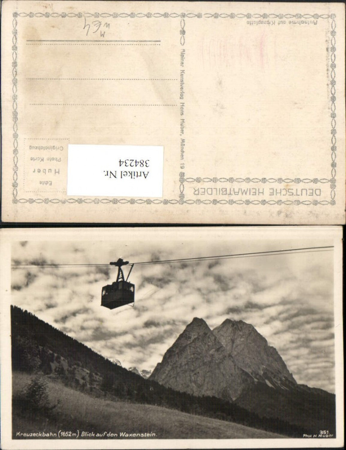 384234,Kreuzeckbahn Seilbahn m. Waxenstein b. Grainau Bergkulisse