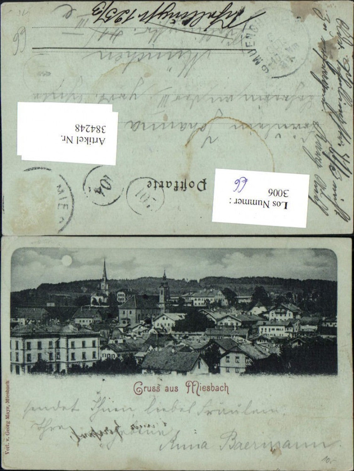 384248.Mond Litho Gruß aus Miesbach Totale