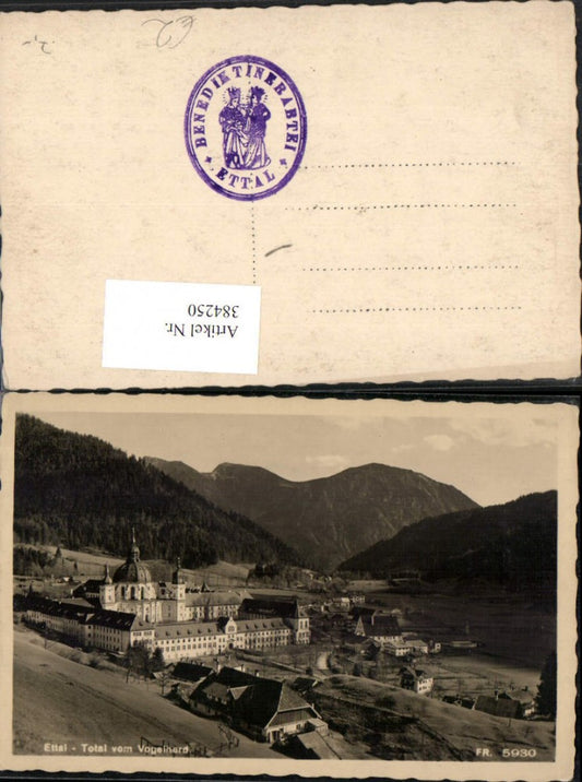 384250.Ettal Totale vom Vogelherd m. Kloster Bergkulisse