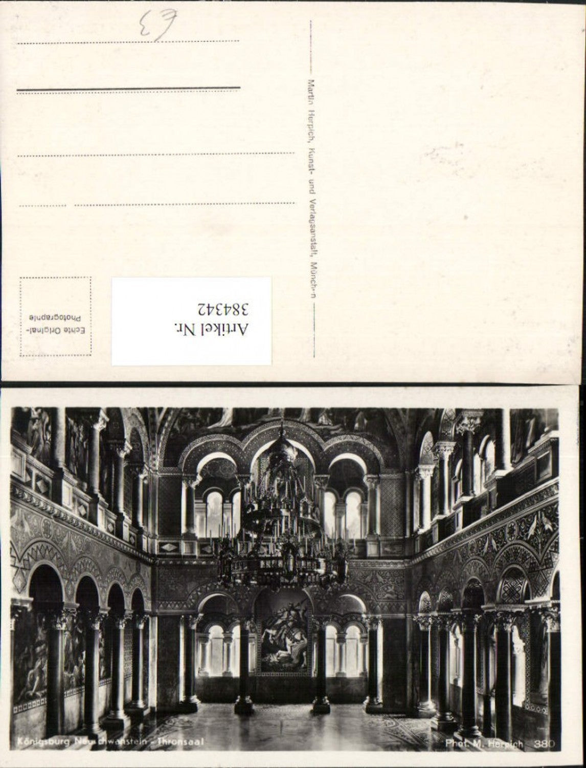 384342.Königsburg Schloss Neuschwanstein b. Füssen Thronsaal Innenansicht