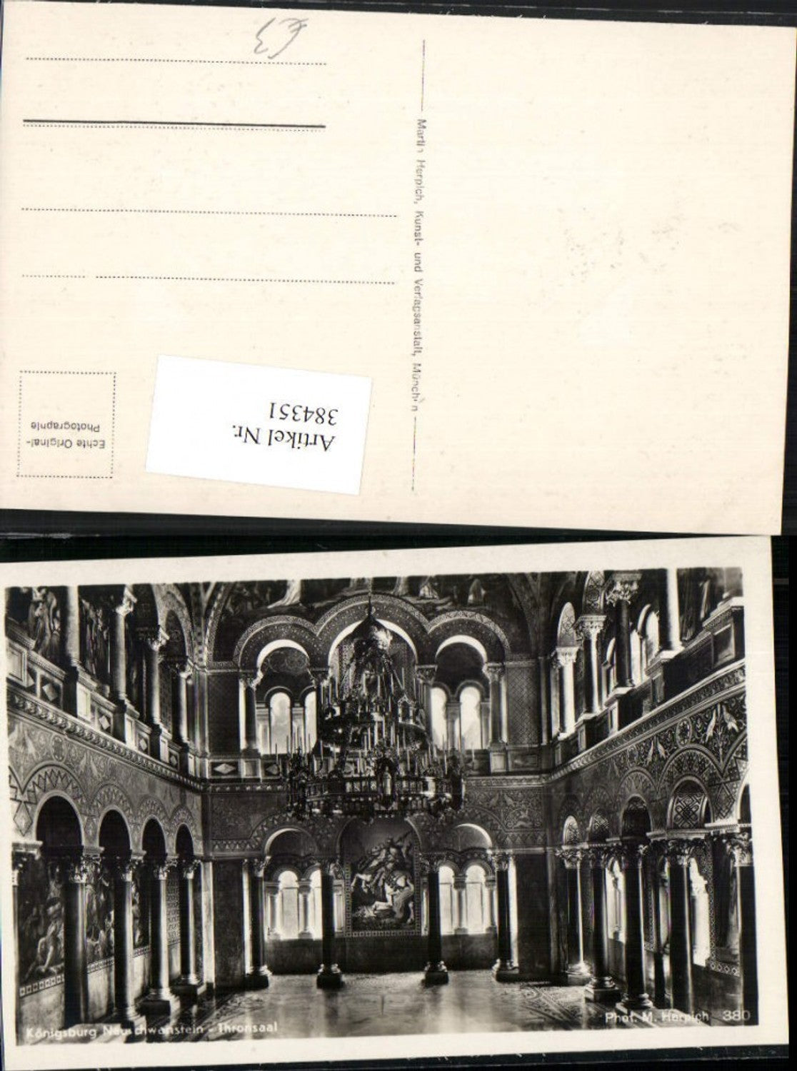 384351.Königsburg Schloss Neuschwanstein b. Füssen Thornsaal Innenansicht