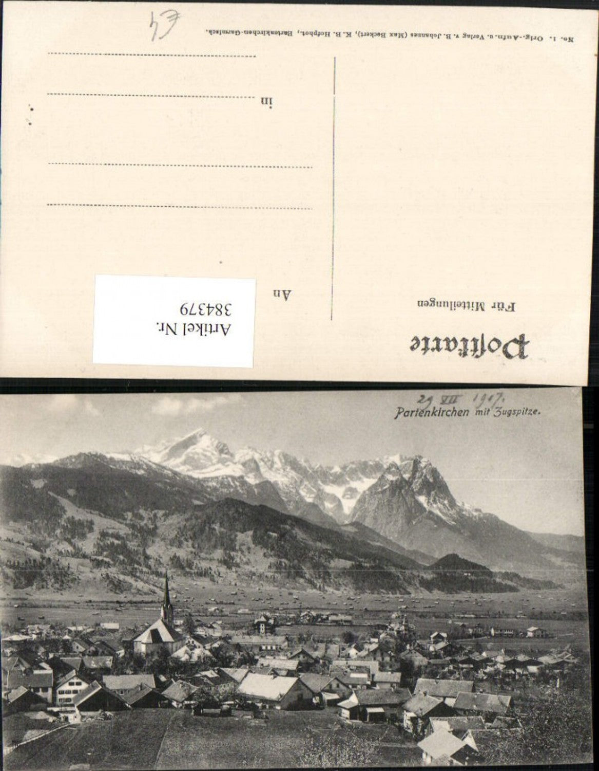 384379.Partenkirchen Totale m. Zugspitze Bergkulisse